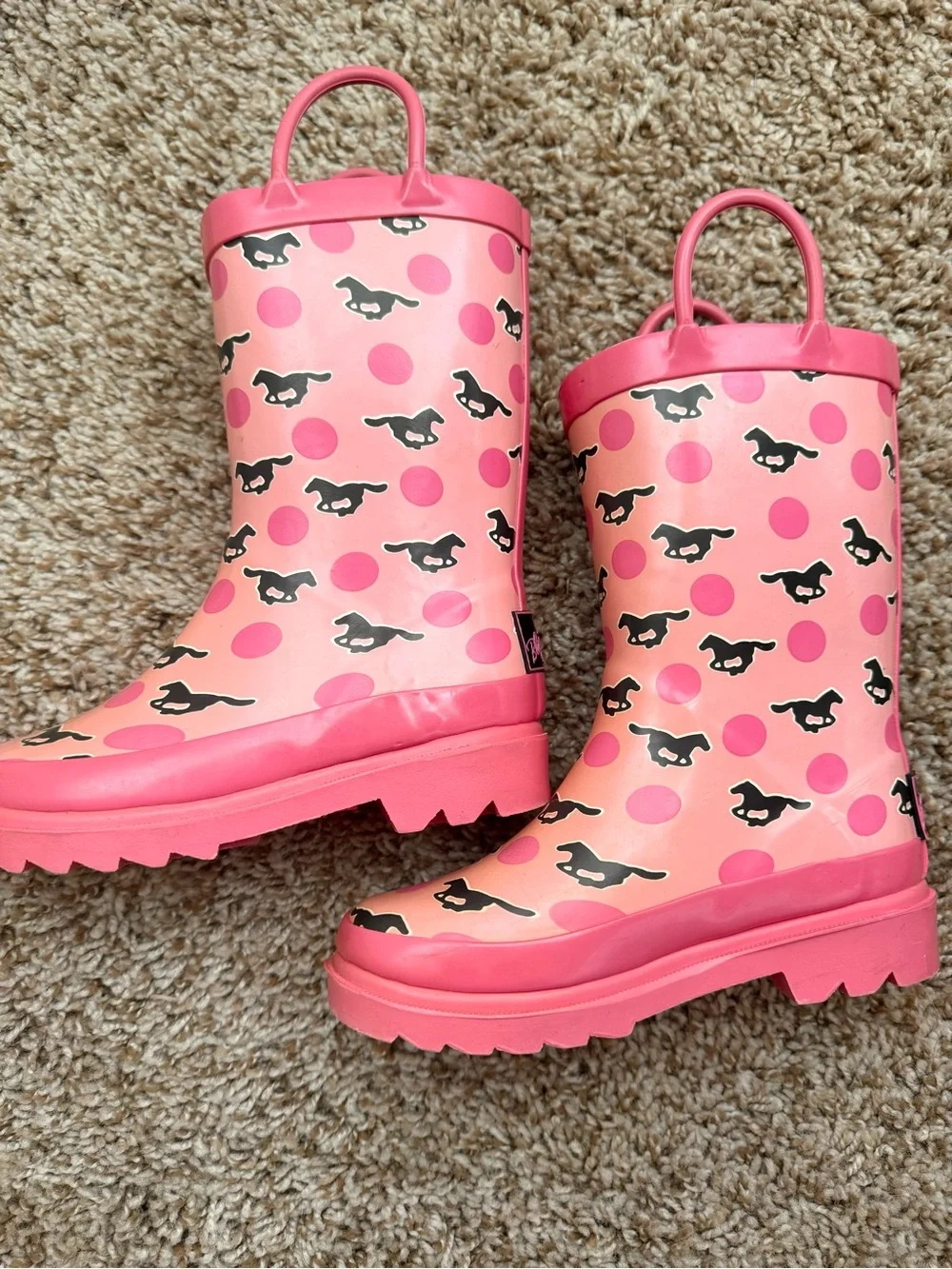 Blazin Roxx Girls Pink Horse Polka Dot Rain Boots Size XS 10/11